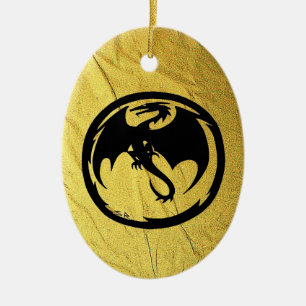 Ornement en céramique Black Dragon Gold Vein