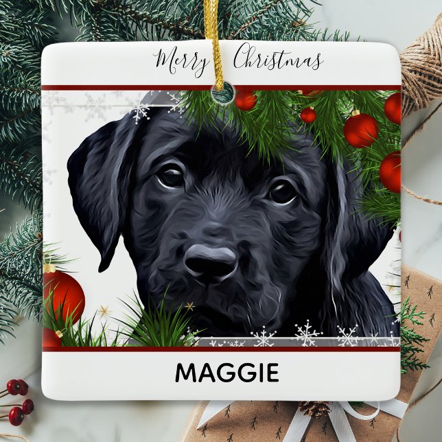 Ornement En Céramique Black Lab Christmas - Chien mignon Chien Chien Chi (Créateur téléchargé)