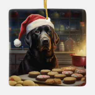 Ornement En Céramique Black Lab Christmas Cookies Festive Holiday