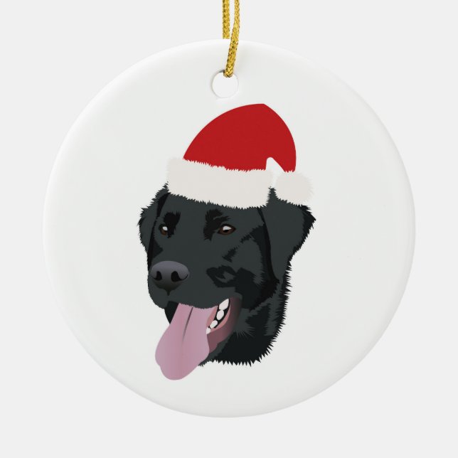 Ornement en céramique Black Lab de Noël (Devant)