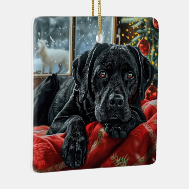 Ornement En Céramique Black Labrador Chien Festive de Noël (Droite)