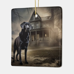 Ornement En Céramique Black Labrador Halloween