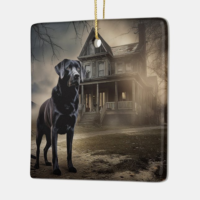 Ornement En Céramique Black Labrador Halloween (Gauche)