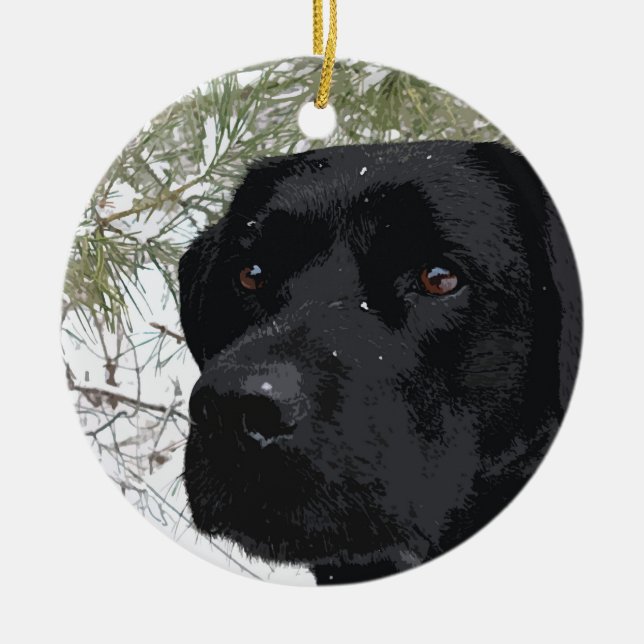 Ornement En Céramique Black Labrador - Pins mousseux (Devant)