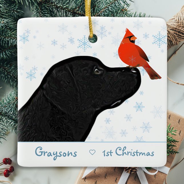 Ornement En Céramique Black Labrador Premier Chien mignon de Noël (Créateur téléchargé)