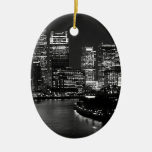 Ornement En Céramique Black White London City Night UK Travel