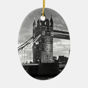Ornement En Céramique Black White London Tower Bridge UK Travel