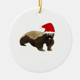 Ornement En Céramique Blaireau de miel de moustache Père Noël