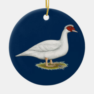 Ornement En Céramique Blanc Muscovy de canard