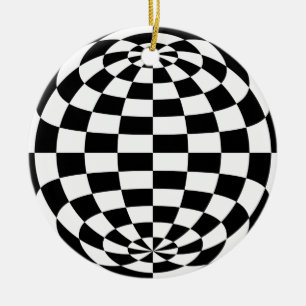 Ornement En Céramique Blanc rond de noir de contrôleurs d'illusion