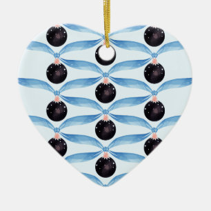 Ornement en céramique bleu et noir pour les fêtes 