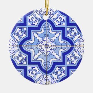 Ornement En Céramique Bleu portugais et blanc de tuile