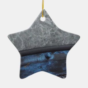 Ornement En Céramique Bleu Truck fenêtre renversée