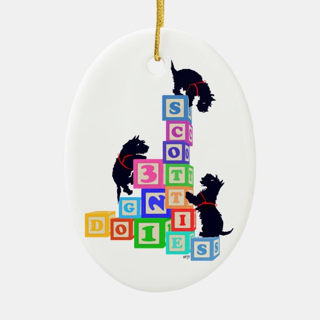 Ornement En Céramique Blocs Scottie !! (Devant)