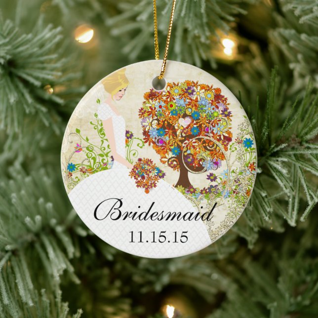 Ornement En Céramique Blonde Bridesmaid Cadeaux Flower Tree (Arbre)