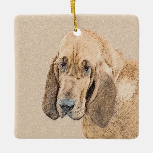 Ornement En Céramique Bloodhound Peinture - Joli chien d'origine art (Devant)