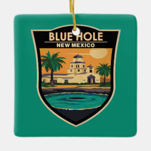 Ornement En Céramique Blue Hole New Mexico Travel Art Badge