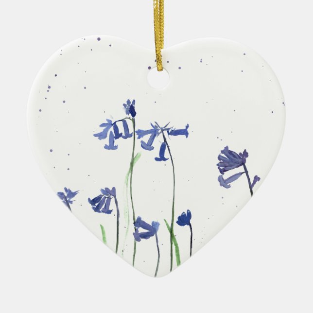 Ornement En Céramique Bluebells aquarelle (Devant)