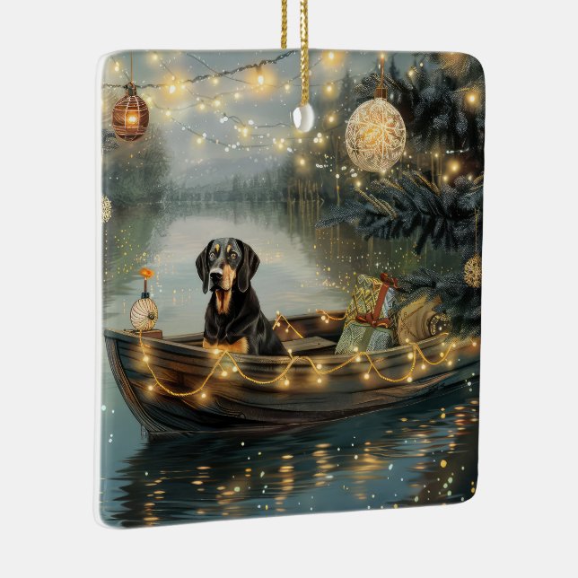 Ornement En Céramique Bluetick Coonhound Noël Festive Voyage (Droite)