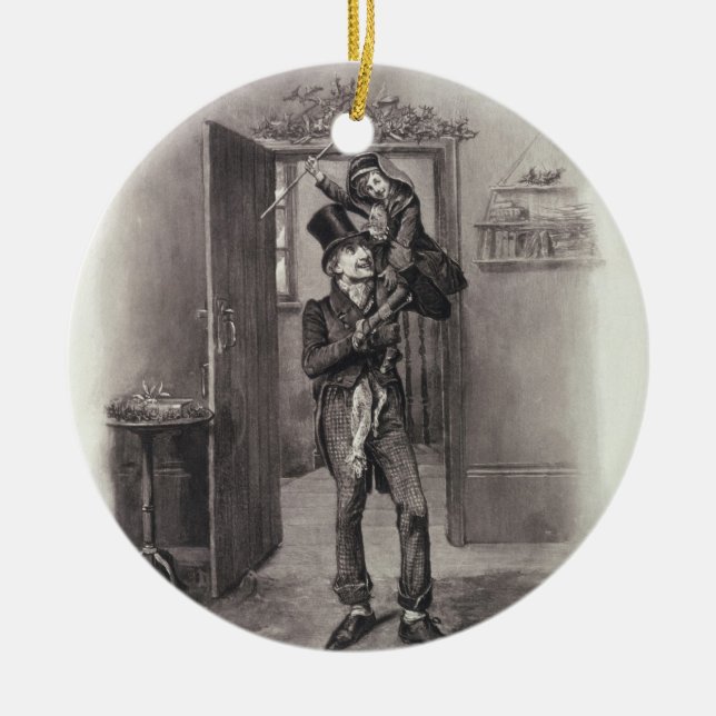 Ornement En Céramique Bob Cratchit et Tim minuscule, de 'Charles Dickens (Devant)