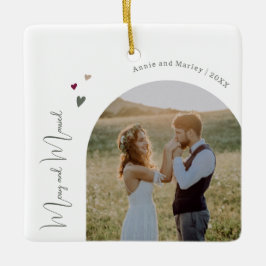 Ornement En Céramique Boho Hearts Arch Joyeux et Marié Noël