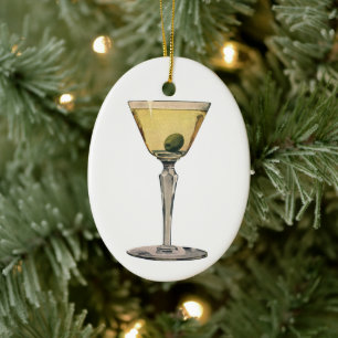 Ornement En Céramique Boissons Vintage Drinks, Cocktail Martini aux oliv