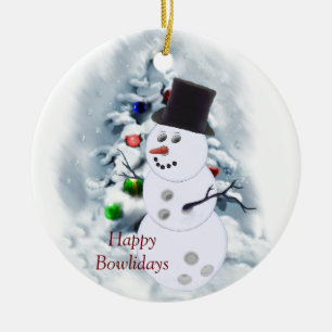 Ornement En Céramique Bon Bowlidays Snowman