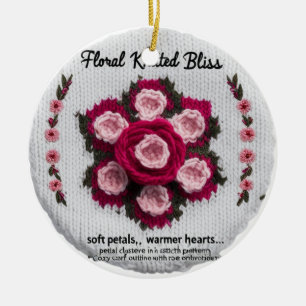 Ornement en céramique Bonheur tricoté floral Ros