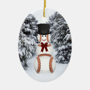 Ornement En Céramique Bonhomme de neige de base-ball