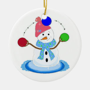 Ornement En Céramique Bonhomme de neige jongleur