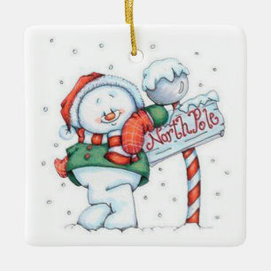 Ornement En Céramique Bonhomme de neige mignon