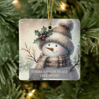 Ornement En Céramique Bonhomme de neige Noël personnalisé Cozy