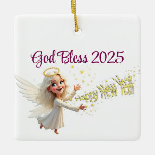 Ornement En Céramique Bonne année Ange Ornament