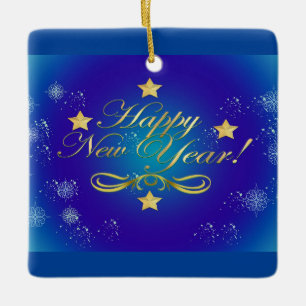 Ornement En Céramique Bonne année Carré Ornament
