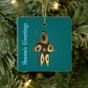 Ornement En Céramique Bonnes Fêtes - Chasseur inuit fragile