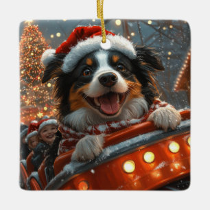 Ornement En Céramique Bordure Collie Dog Roller Dessous de verre Noël