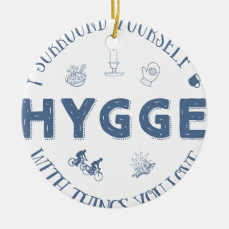 Ornement En Céramique Bordure vous-même W. Hygge (texte bleu-foncé)