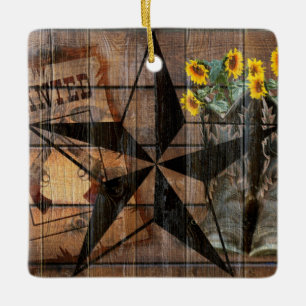 Ornement En Céramique Bottes Russe Texas Star Western Pistol Cowboy