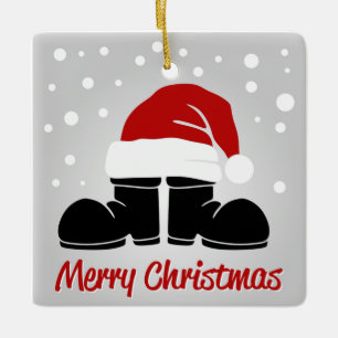 Ornement En Céramique Bottes Santas et Casquette