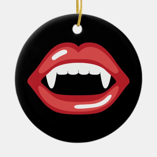 Ornement En Céramique Bouche Vampire Avec Lèvres Rouges Et Poignets (Devant)