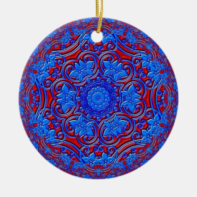 Ornement En Céramique Bouddha bleu (Devant)