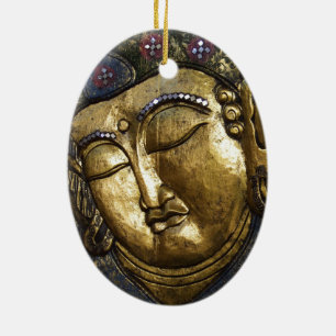 Ornement En Céramique Bouddha d'or bénissant l'amour inspiré