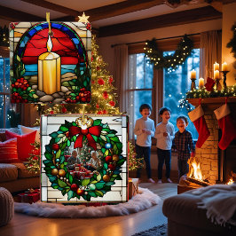 Ornement En Céramique Bougie de Noël dorée Faux Verre tendu