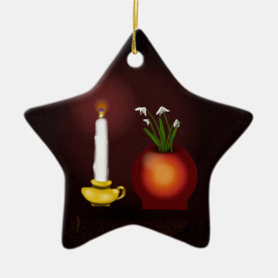 Ornement En Céramique Bougie et perce-neiges Brid Brighid d'Imbolc