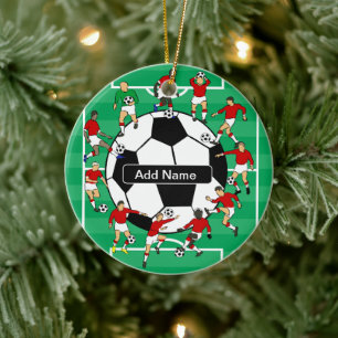 Ornement En Céramique Boule de football et joueurs personnalisés