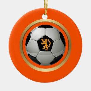 Ornement En Céramique Boule de football Pays-Bas, Lion hollandais sur or