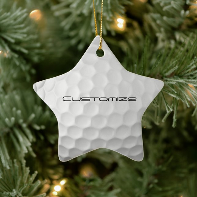 Ornement En Céramique Boule de golf avec texte personnalisé (Arbre)