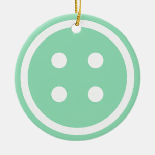 Ornement En Céramique Bouton à coudre Turquoise