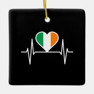 Ornement En Céramique Bouton de coeur du drapeau irlandais