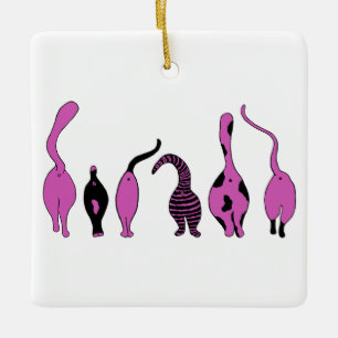 Ornement En Céramique Boutons de chat violet